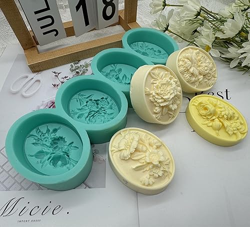 Vista 31 de Molde de silicona para jabón de múltiples cavidades, un molde de silicona para hacer 3 diferentes flores de jabón de rosas, moldes de resina de yeso