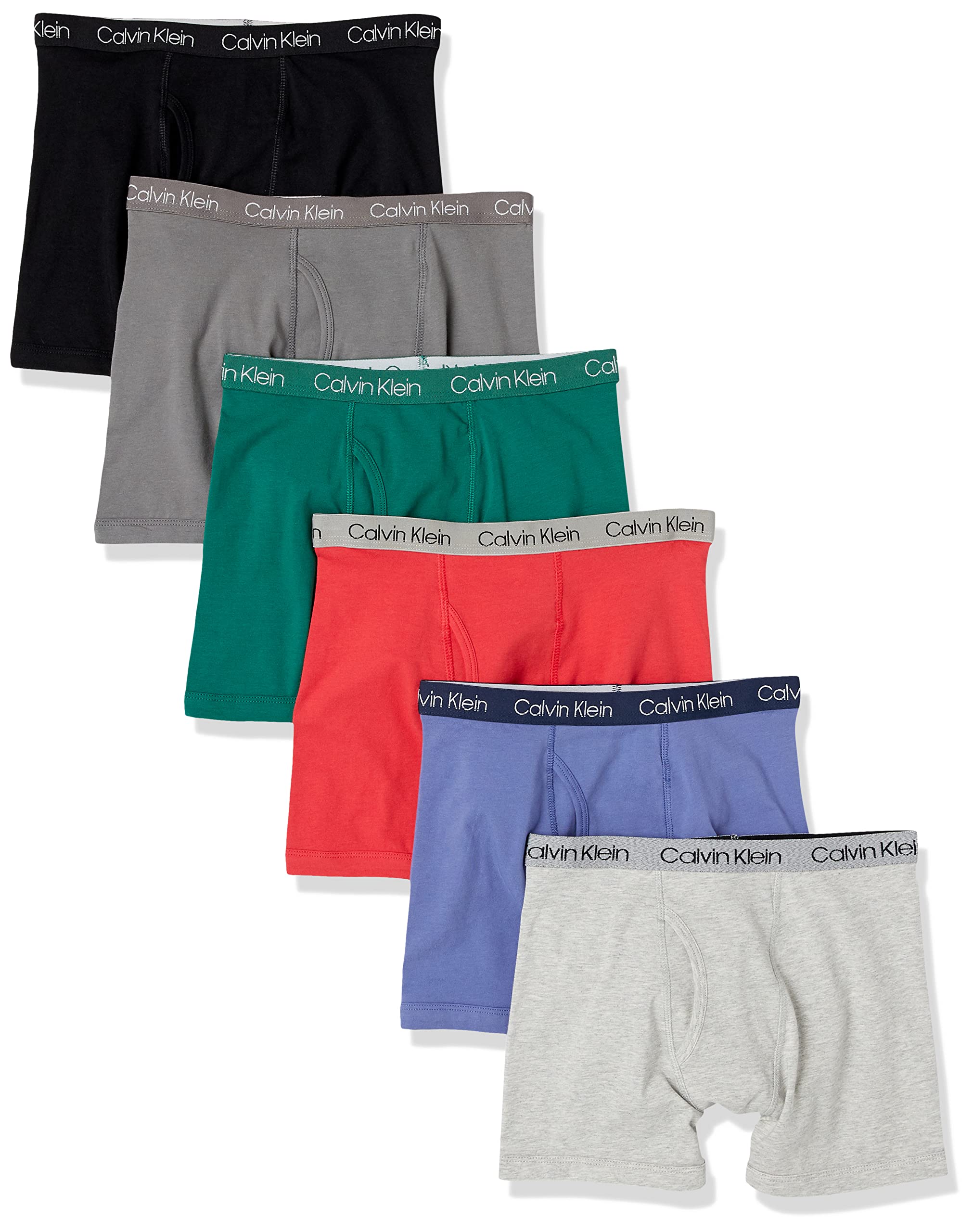 Calvin Klein Boys' Underwear Cotton Boxer Brief, 6 Pack, Basic Pack, XL