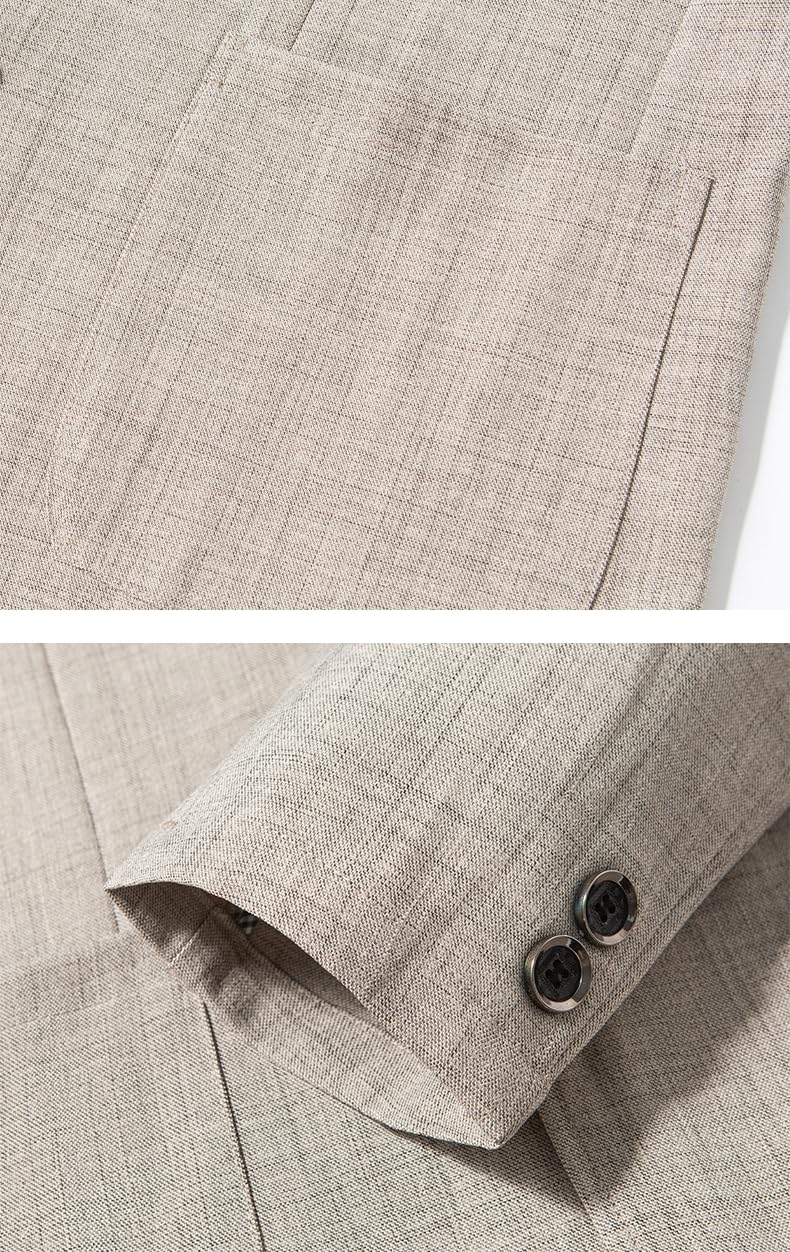 Blazer Léger en Lin pour Homme, Veste de Costume Décontractée À Deux Boutons et Revers Crantés, Respirante, avec Poches, Idéale pour L'Été et Le Quotidien Professionnel.