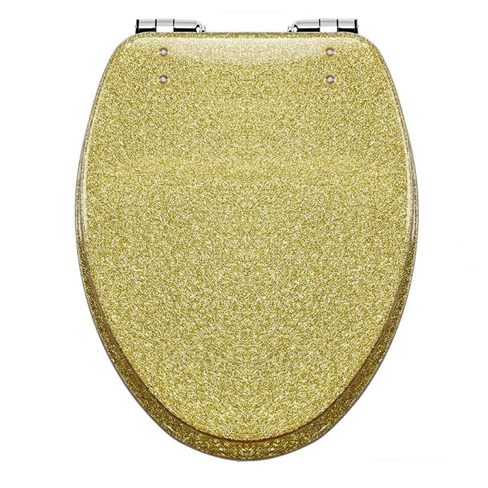 Dxpsxjl Gold Glitter Toilet Seat, Soft Close Close Close Hinges, 360 Adjust Clear, Adjustable, Lightweight, Durable, Portable, User-Friendly, Compact, Elongated, Quick, Release