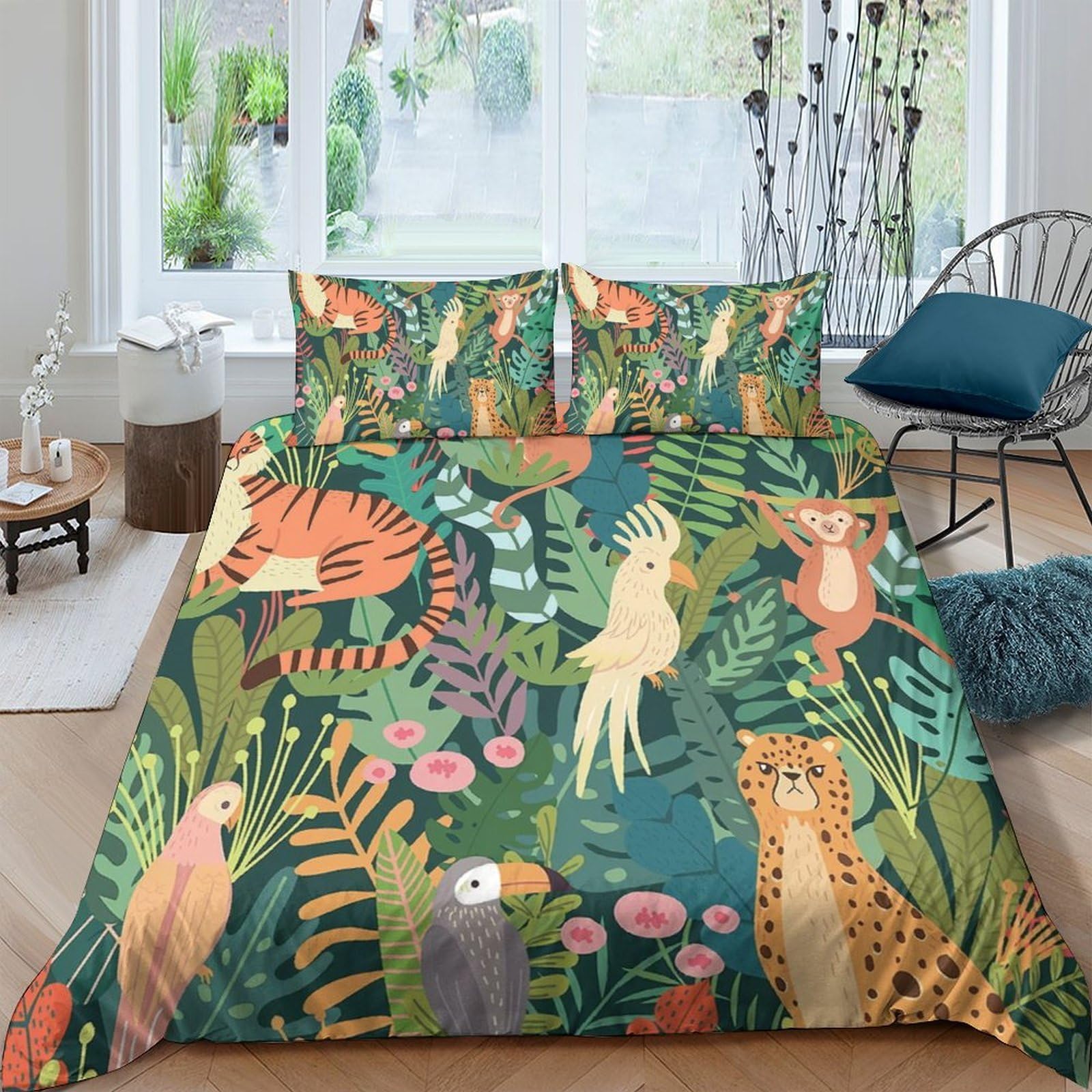 Ctjqhvkz Style-10 3D Printed Jungle Animal Fitted Sheet Microfiber Soft Breathable Forest Wildlife Bed Cover For Bedroom Guest Room Decor Single（135X200cm）