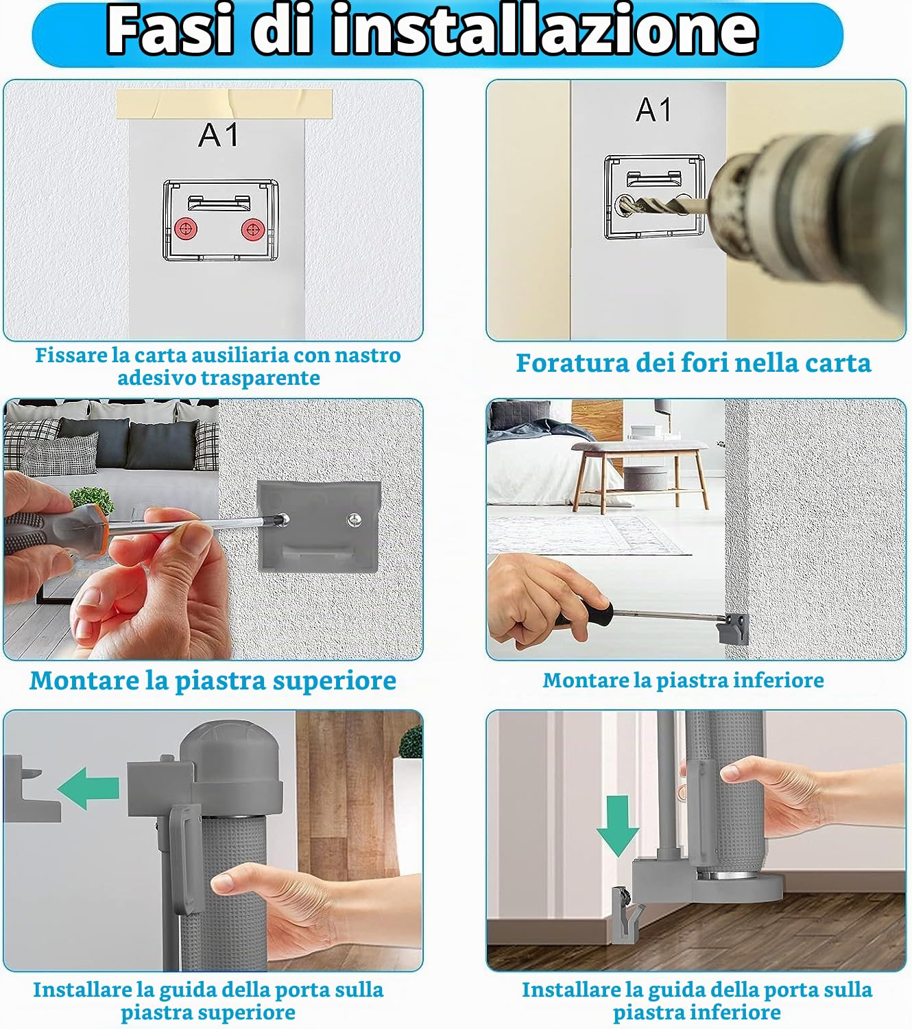 LARS360 Griglia di protezione per scale estensibile, 0 – 180 cm, per porta di sicurezza, per interni ed esterni (grigio)