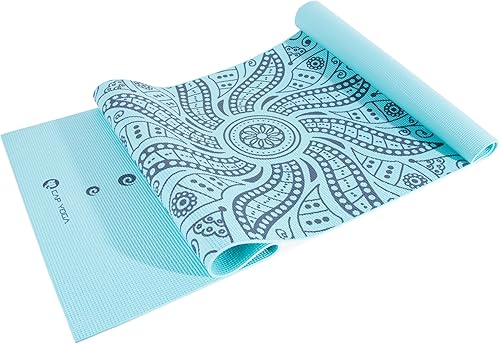 CAP - Esterilla de yoga con correa de transporte, 0.197 in, diseño mandala, azul claro