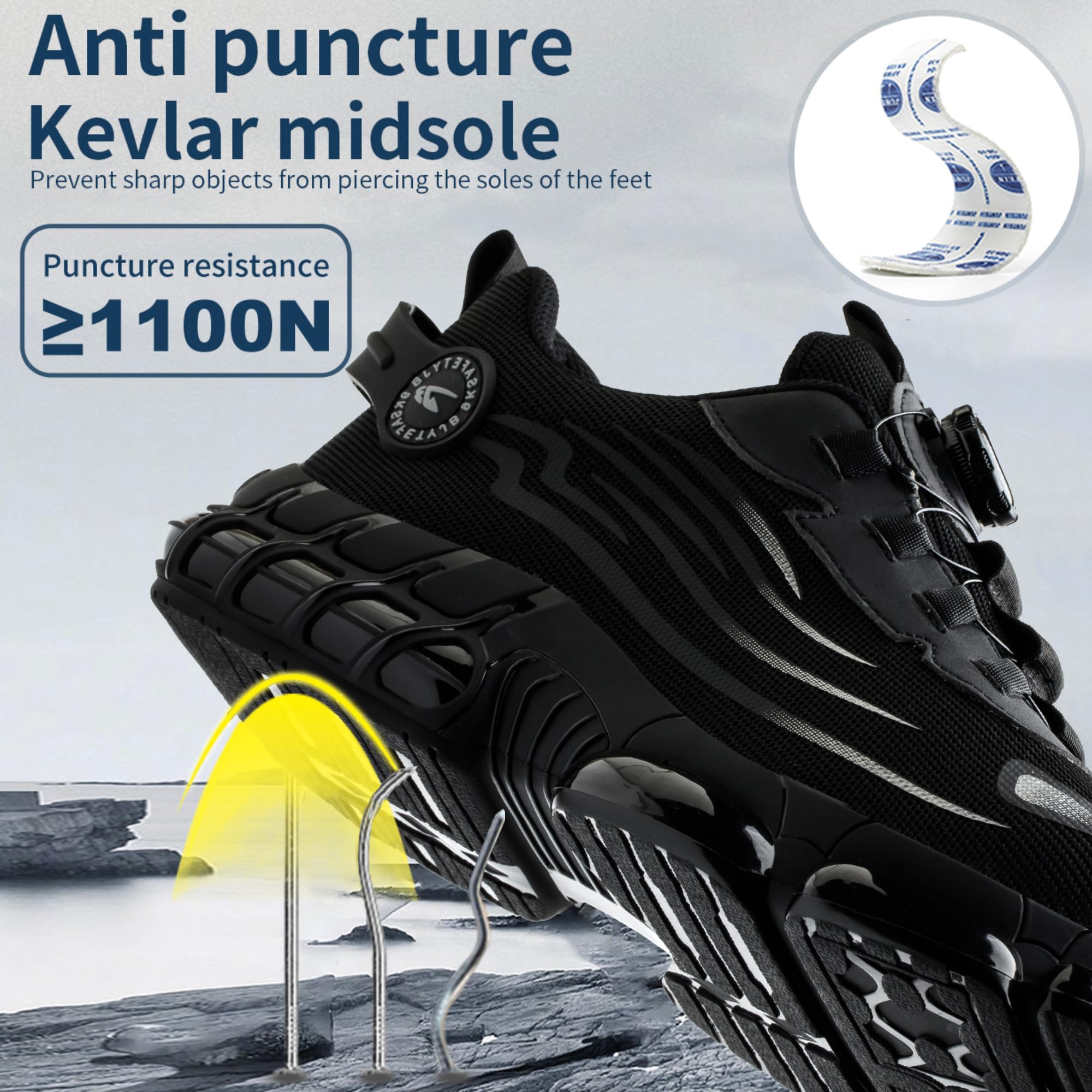 Scarpe Antinfortunistiche Leggere Uomo Scarpe da Lavoro con Punta in Acciaio Donna Traspiranti Sportive Scarpe da Cantiere Comode