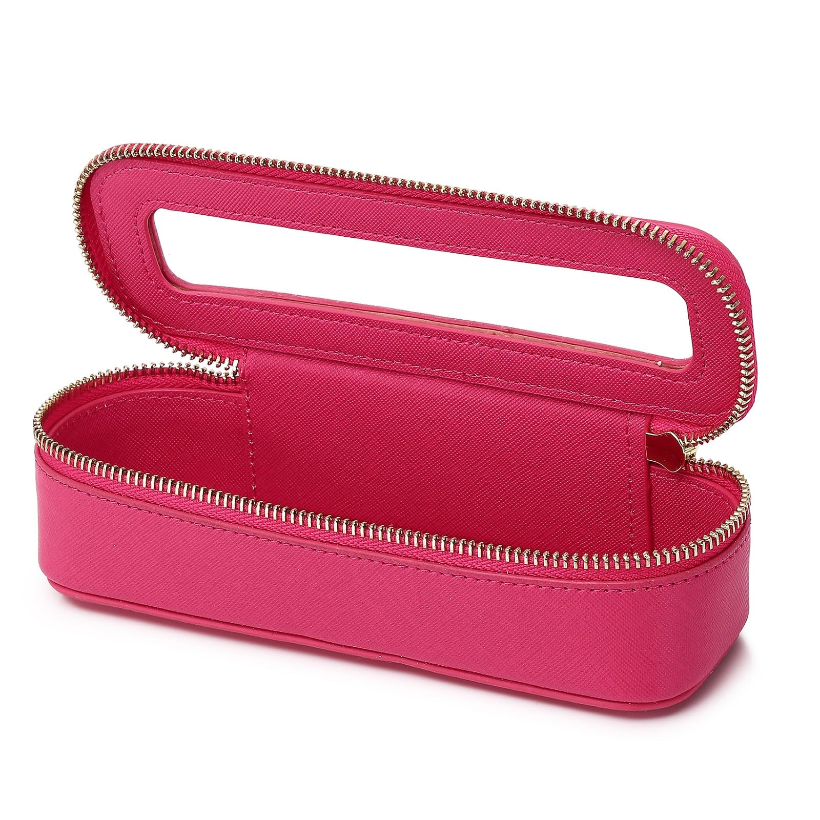 Makeup Brush Bag Slim Clear Makeup Bag Travel Cosmetic Case and Brush Holder Waterproof Toiletry Makeup Bag with Zipper Purse Organizer for Women (Fuxia, Slim)