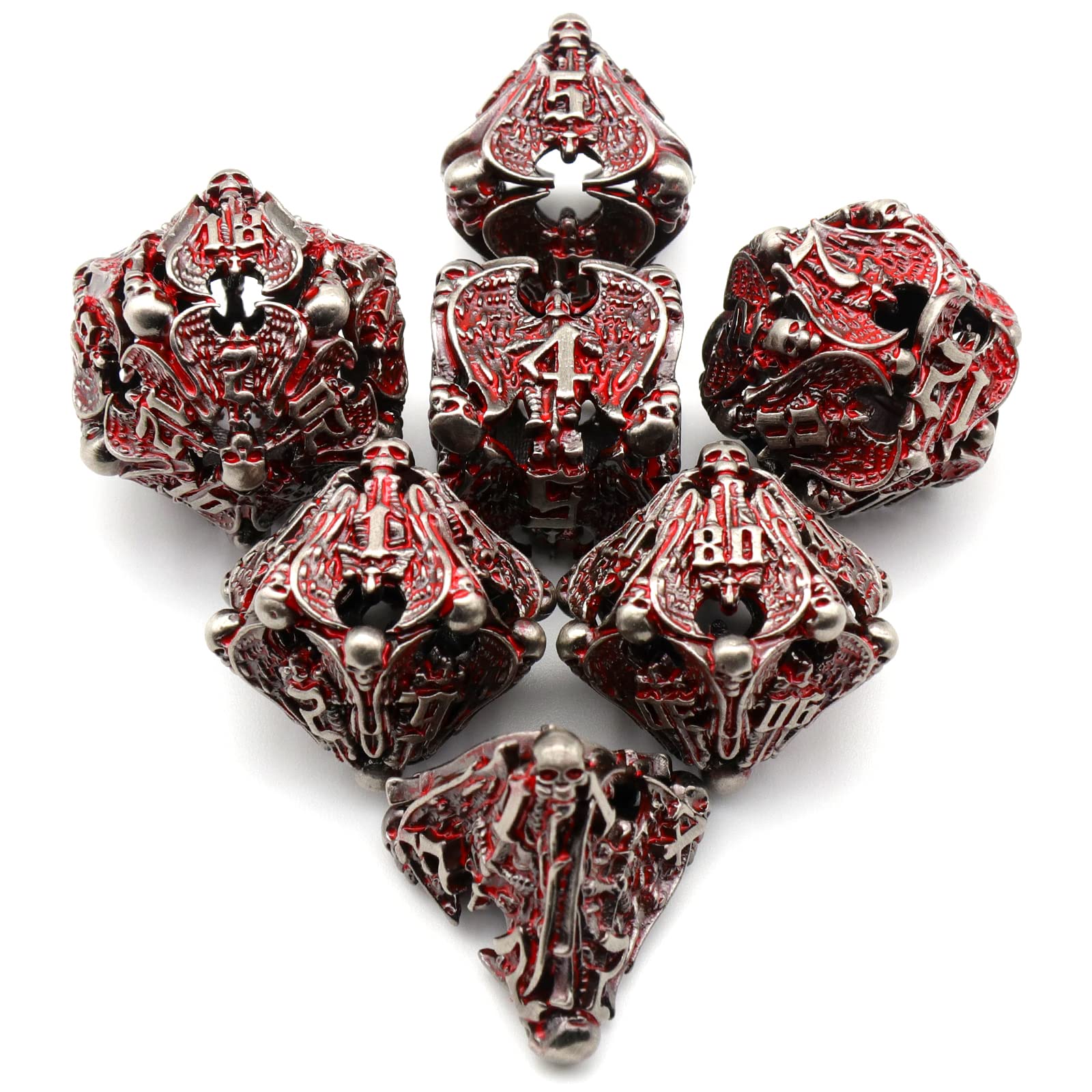 Dice Games Dice for Dungeons and Dragons Polyhedral Dice Set Angel HNCCESG Dice Role Game Hollow Metal Dice D4/D6/D8/D10 (0-9 and 00-90)/D12/D20 7pcs with Metal Box - Image 2