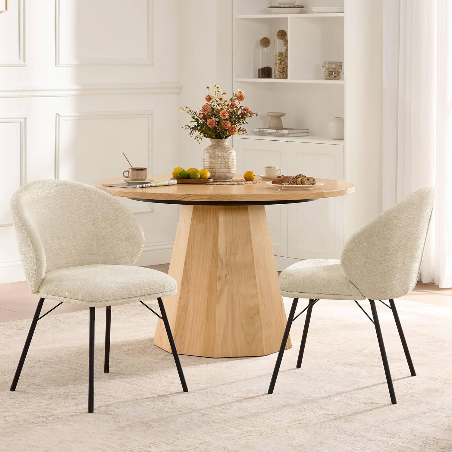 Dining Chairs Set 2,Kitchen Room Chair with Curved Backrest