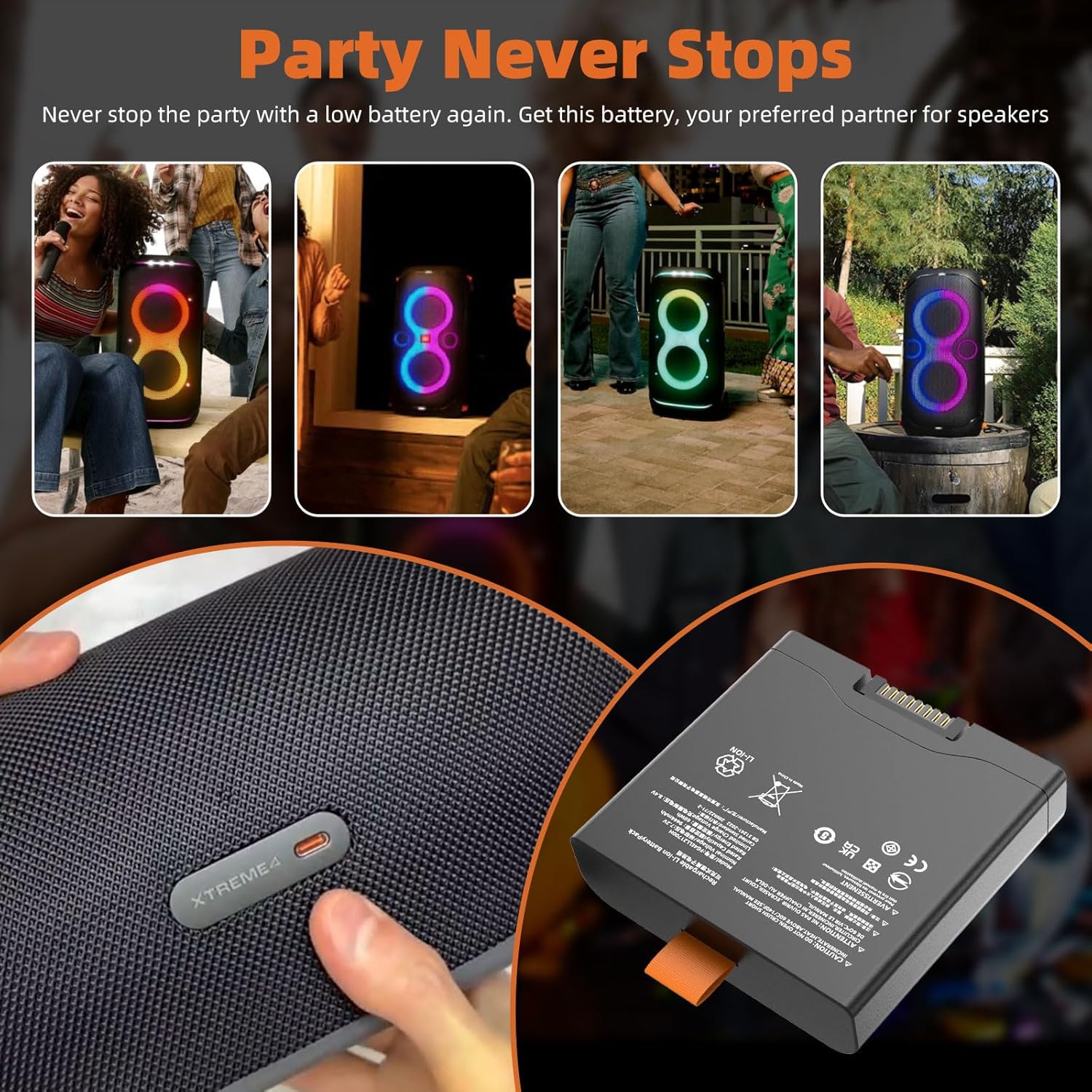Replacement Battery for JBL Battery 400, Compatible with JBL PartyBox Stage 320 & Xtreme 4 Wireless Bluetooth Portable Speaker Only
