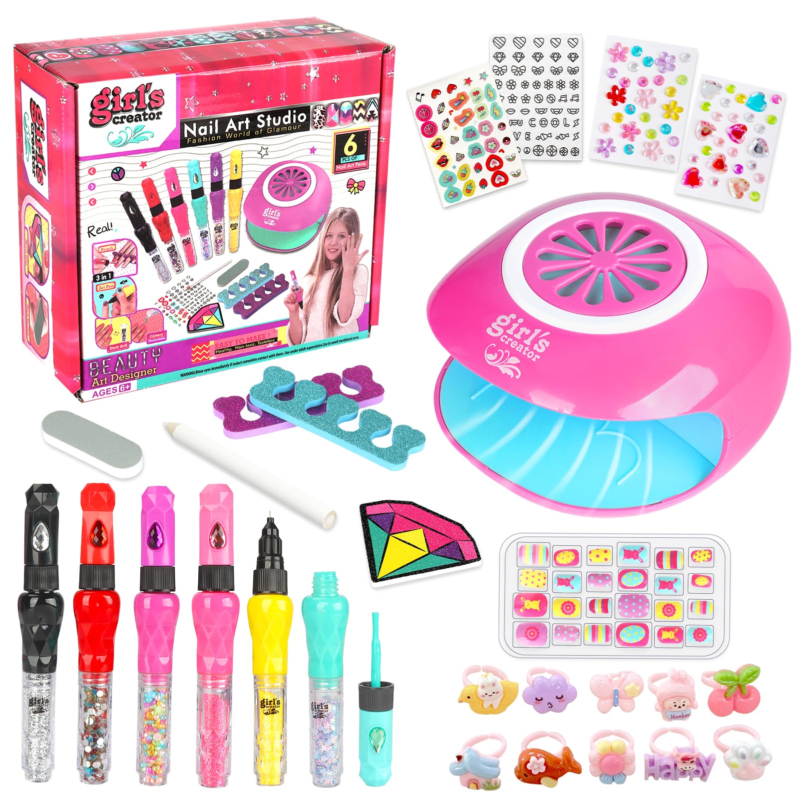 UCAMP Set Manicura Niñas,Juegos de Salón Manicura,Kit de Arte de uñas para Niños,Set De Manicura Para Niña,Estudio Uñas Infantil,Maquillaje Niñas Regalo Cumpleaños 6 7 8 9 10 11 12 Años