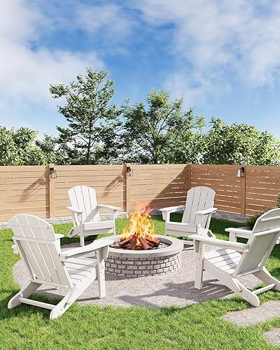 Miniatura 2 de Sillas Adirondack plegables, silla Adirondack plegable de capacidad de 380 libras, material de HDPE, textura de madera natural, sillas para hoguera