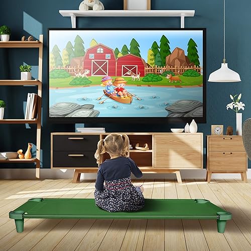 Miniatura 5 de Acrimet Cuna siesta para niños, cama portátil para niños pequeños, apilable, 52 pulgadas de largo (tubos de acero inoxidable) (tela de malla