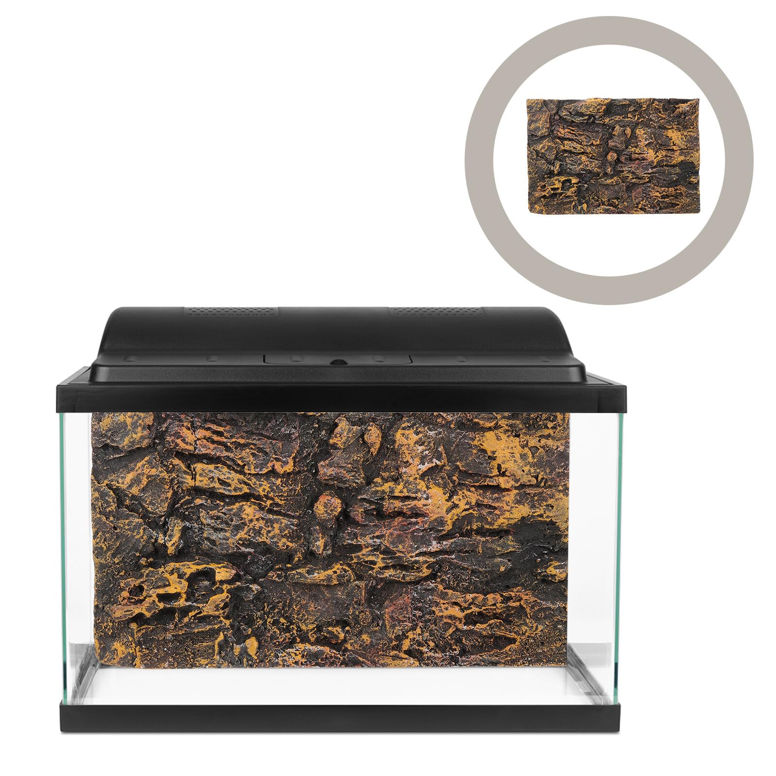 Sfondo per Acquario 3D in Pu Color Giallo Sabbia, Decorazione Rocciosa per Terrari e Vasche Rettili, Pannello Leggero e Resistente per Habitat Rettili e Tartarughe