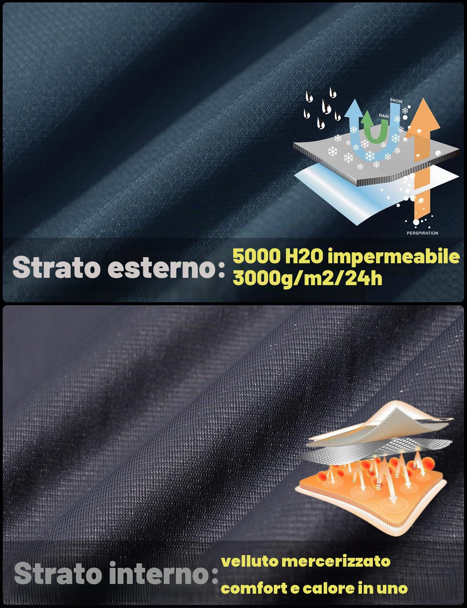TACVASEN Giacca da Uomo di Transizione Jacket da Trekking Impermeabile Traspirante Outdoor