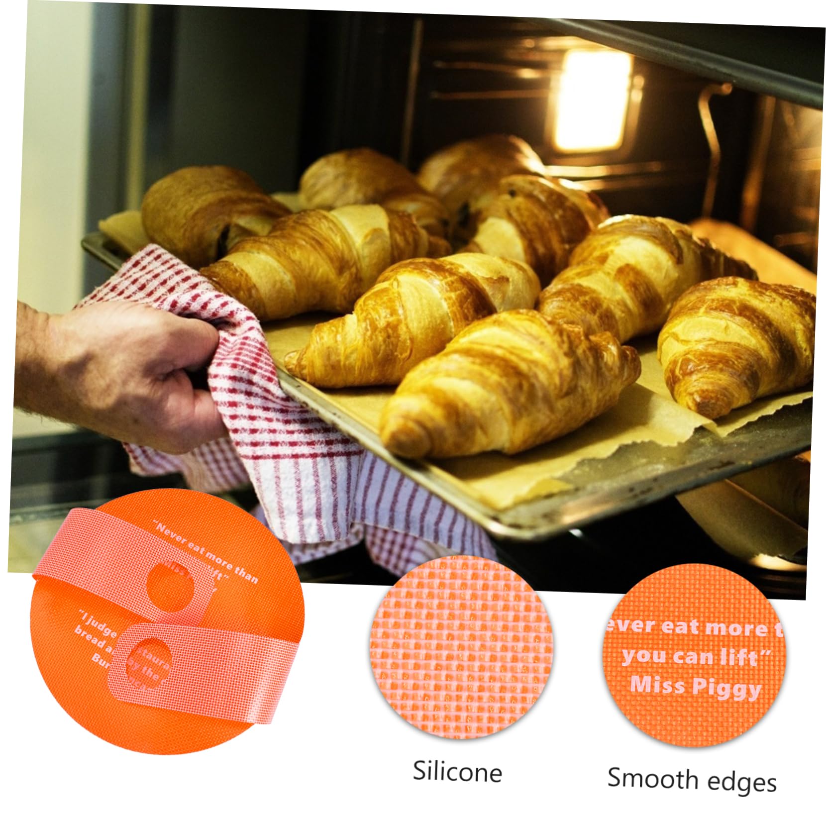 TOPBATHY 3pièces Tapis De Silicone Avec Mat De Pour Pâte Accessoire De Pâtisserie Antiadhésif Pour Four Réutilisable Et Facile à Nettoyer Orange