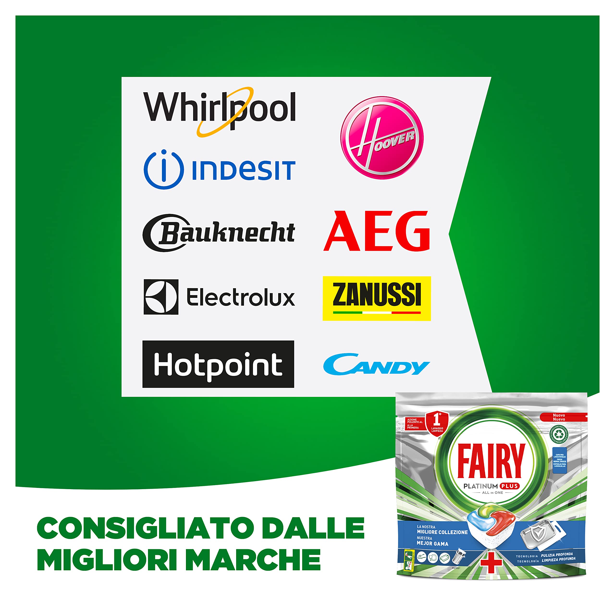 Fairy Platinum Plus Tutto In Uno Brezza Di Erbe Fresche, Capsule Per Lavastoviglie, 44 Capsule, La Migliore Pulizia Di Fairy Per Stoviglie Come Nuove, Rimuove L’Opacità E Previene Il Calcare