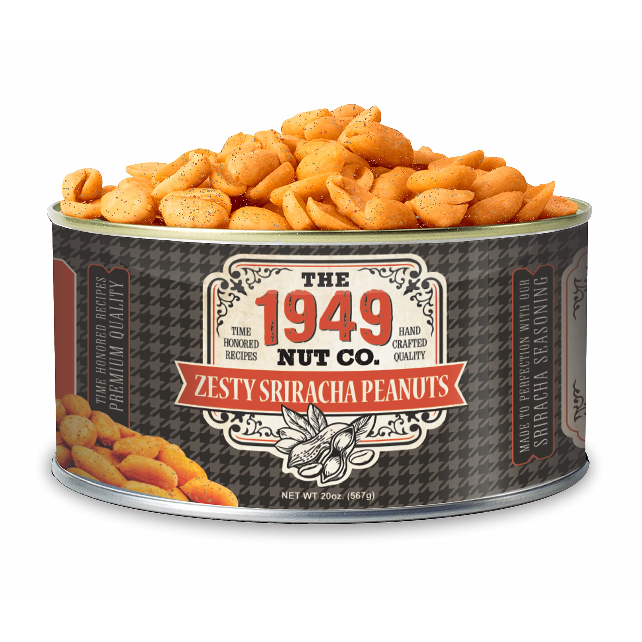 The 1949 Nut Co.The 1949 Nut Co. Sriracha Virginia Style Peanuts | Oil Roasted Peanuts | Fried Spicy Peanuts a Unique Crispy Crunch | Extra-Large, Hand-Cooked in the USA an Old Family Recipe, 20 oz., Large Can