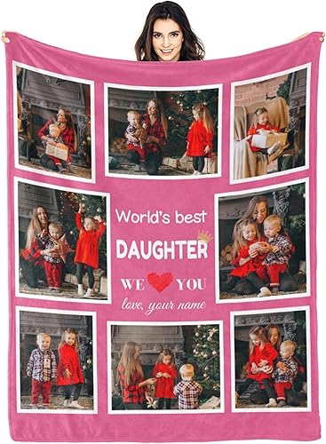 Regalos para hija, mantas personalizadas con fotos, manta de mejor hija, manta personalizada con imágenes para niños, mantas personalizadas con