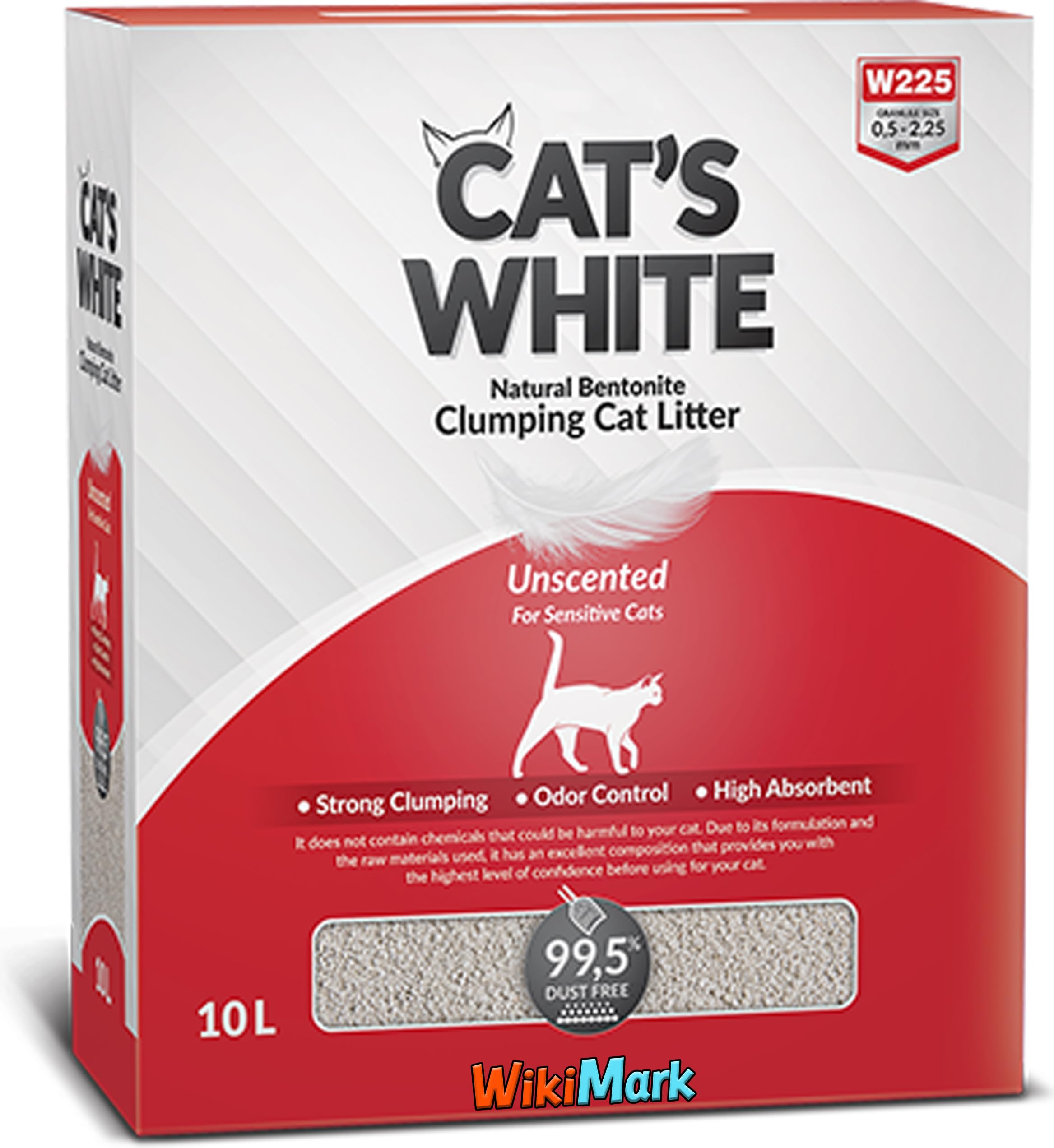 WikiMark 10L Arena Aglomerante de Bentonita para Gatos con Alta Capacidad de Absorción de Líquidos. Sin Perfume para Gatos Sensibles al Olor. Se Aglutina en 5 Segundos, Fácil Limpieza. Muy Higiénico
