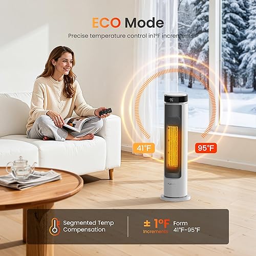 Miniatura 4 de Calentadores de espacio para uso en interiores para habitaciones grandes, calentador de espacio portátil de 1500 W con control remoto, modo ECO,