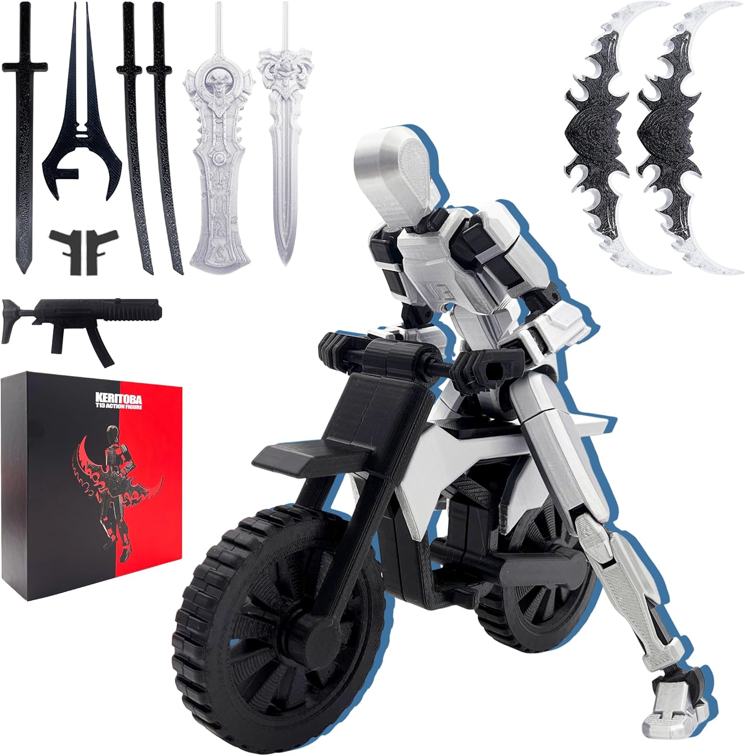 Assembly Completed T13 Action Figure Set,Dummy 13 3D Printed Toys,Titan 13 Action Figures,Premium Presents for Xmas,Birthdays,and Everyday Joy (Silvery)