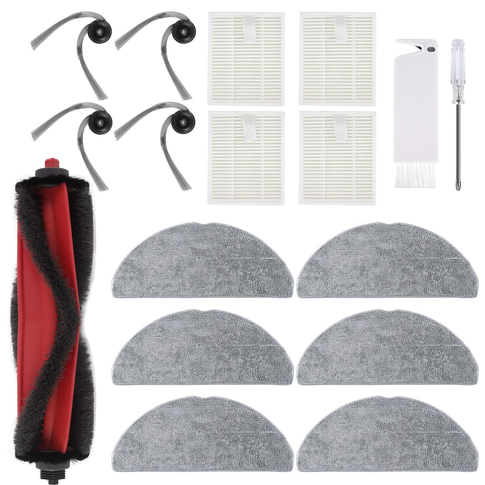 Q7 M5 Zubehör für Roborock Q7 M5,Q7 M5+,Q7 L5,Q7 L5+ Staubsauger,1 Hauptbürsten,4 HEPA-Filter,6 Wischtücher,4 Seitenbürsten,1 Bürste,1 Schraubendreher Ersatzteilset