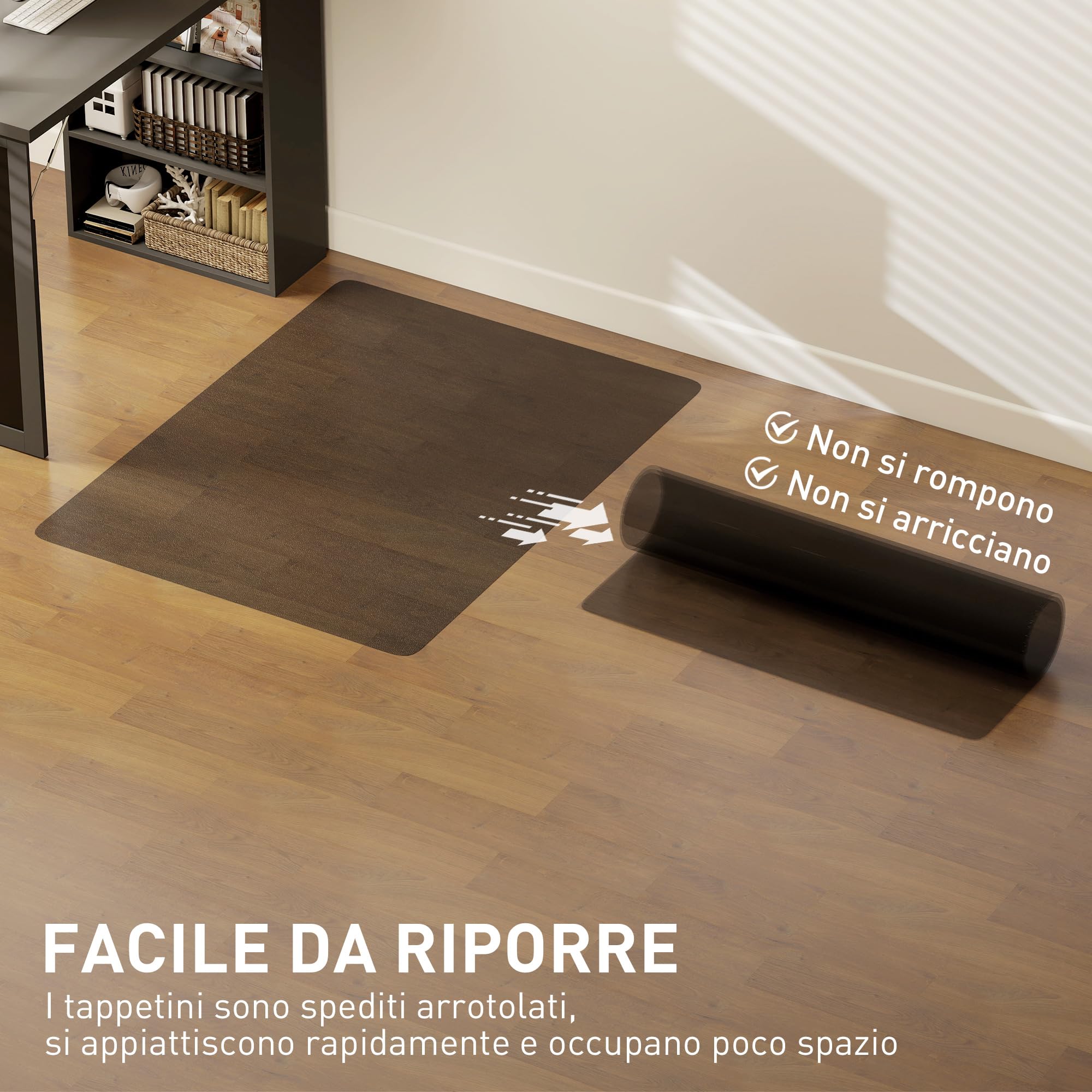 HOMCOM Tappetino Salvapavimento 120x90 cm Nero, Tappeto per Sedia da Ufficio in Plastica
