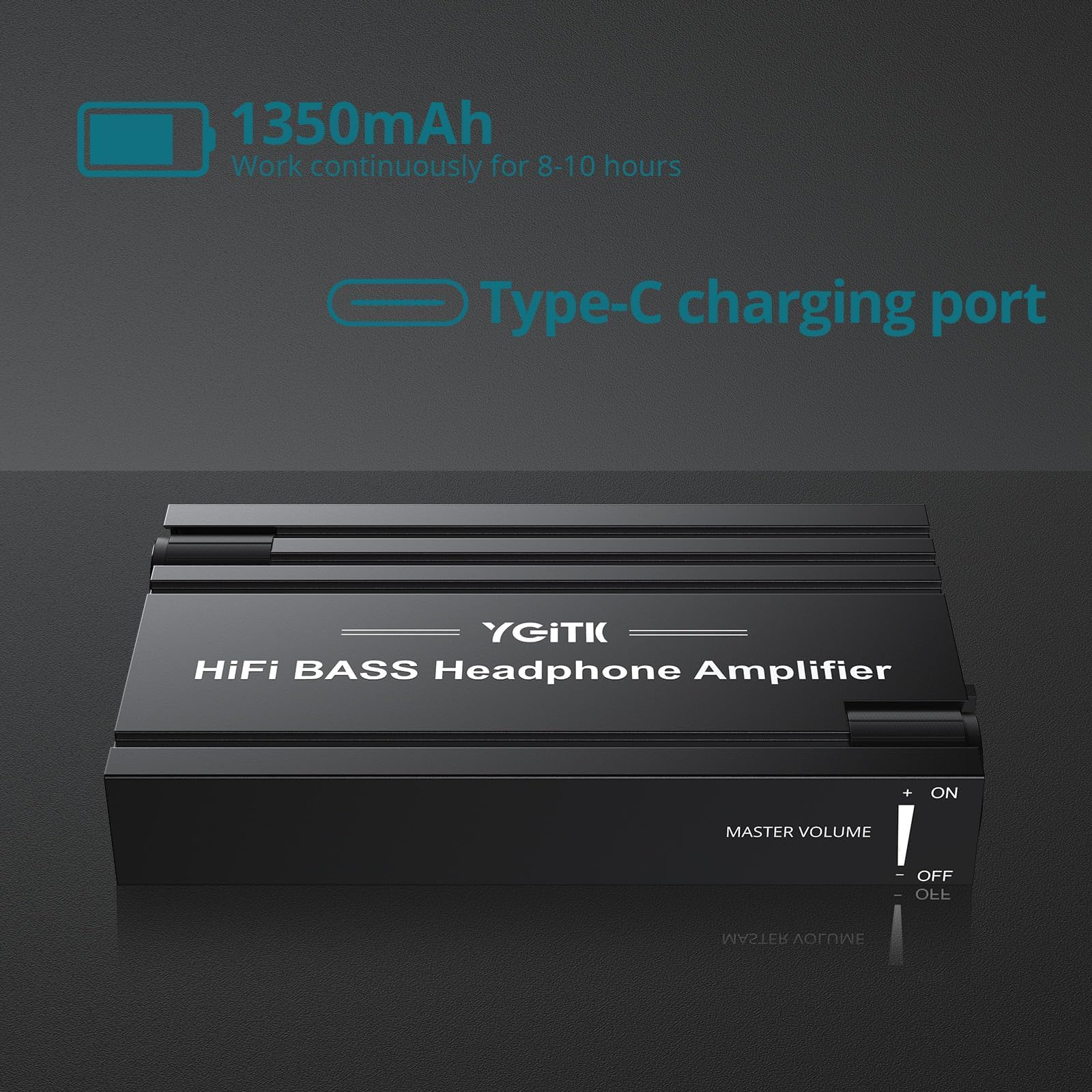 Amplificador de auriculares con perilla de graves HiFi Amp 16-600Ω interruptor de ganancia | Auriculares con cable para escritorio, juegos y música con dispositivos de 3.5 mm, carga USB-C y carcasa de aluminio