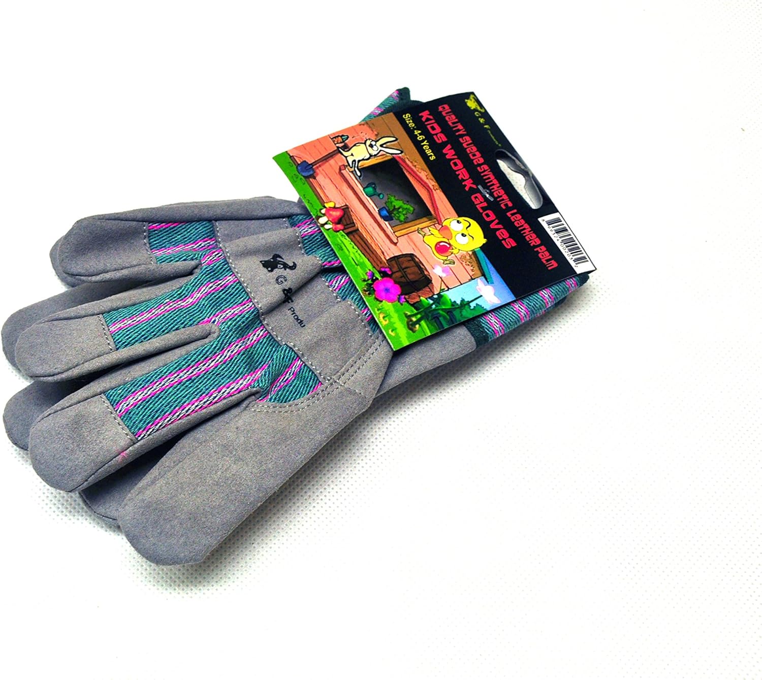 Top Rated G & F 5009L JustForKids Synthetic Leather Kids Garden Gloves, Kids Work Gloves, Grey, 7-9 years old