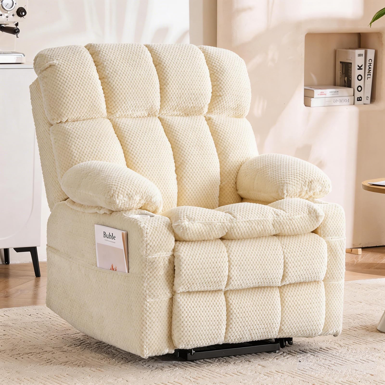 fernsehsessel elektrisch verstellbar，Zweimotoriger Antrieb relaxsessel mit Aufstehhilfe Sessel Wohnzimmer relaxsessel mit liegefunktion, multifunktionales Einzelsofa（Beige）