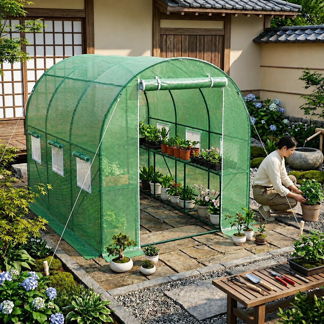 Amazon.co.jp: ビニール温室 大型 200×236×336cm カバー付き ビニール