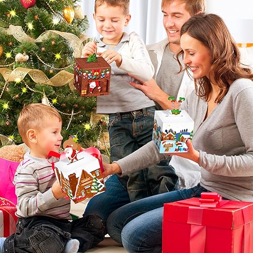 Miniatura 6 de Pasimy 24 cajas de dulces de Navidad 3D para chimenea, cajas de regalo de Papá Noel, muñeco de nieve, elfo, caja de papel, 6 estilos, caja de regalo