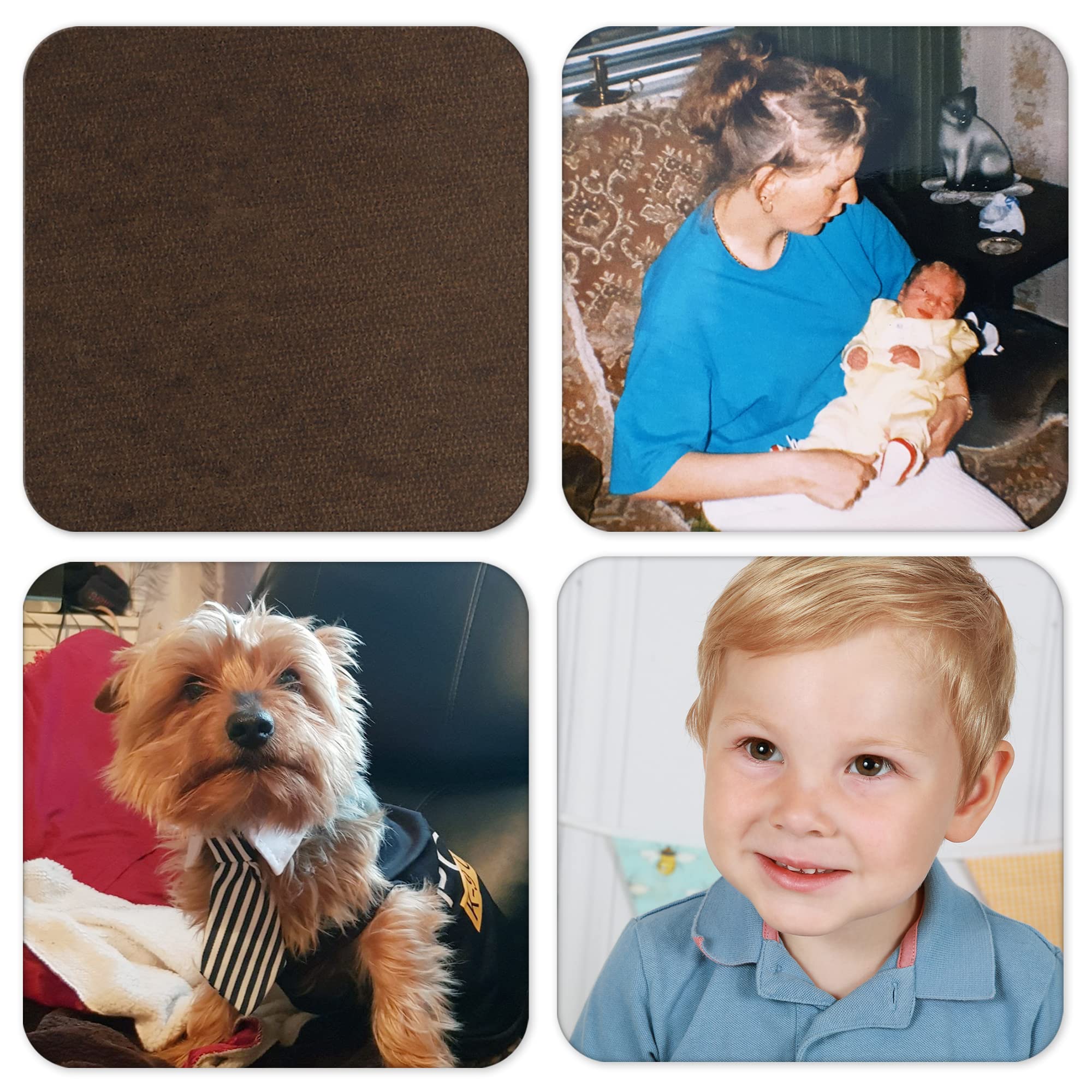 Personalised Drink Coasters Set of 4, Custom Photo Coaster Using Your Own Photos, Gloss, Square