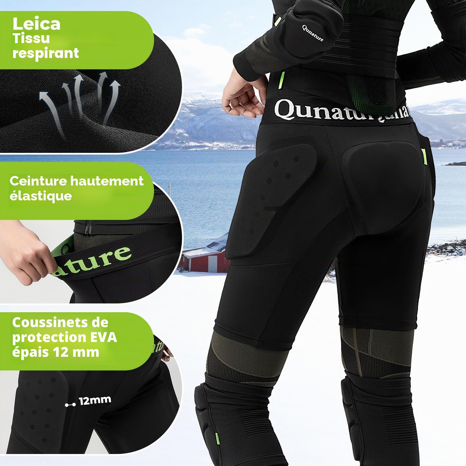 Pantalon de Protection pour Snowboard Équipement de Protection 3D Coussinets de Hanche EVA Short Rembourré pour Hommes et Femmes Style de Base