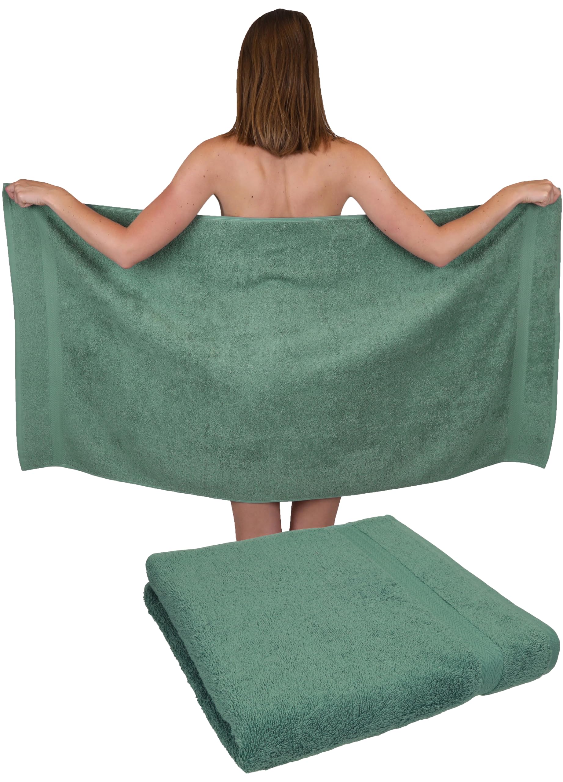 Betz 2 Stück Duschtücher Premium – großes Frottee Duschtuch 70x140 cm aus 100% Baumwolle – saugstark & weich – hochwertiges, pflegeleichtes Handtuch für Damen & Herren Farbe tannengrün