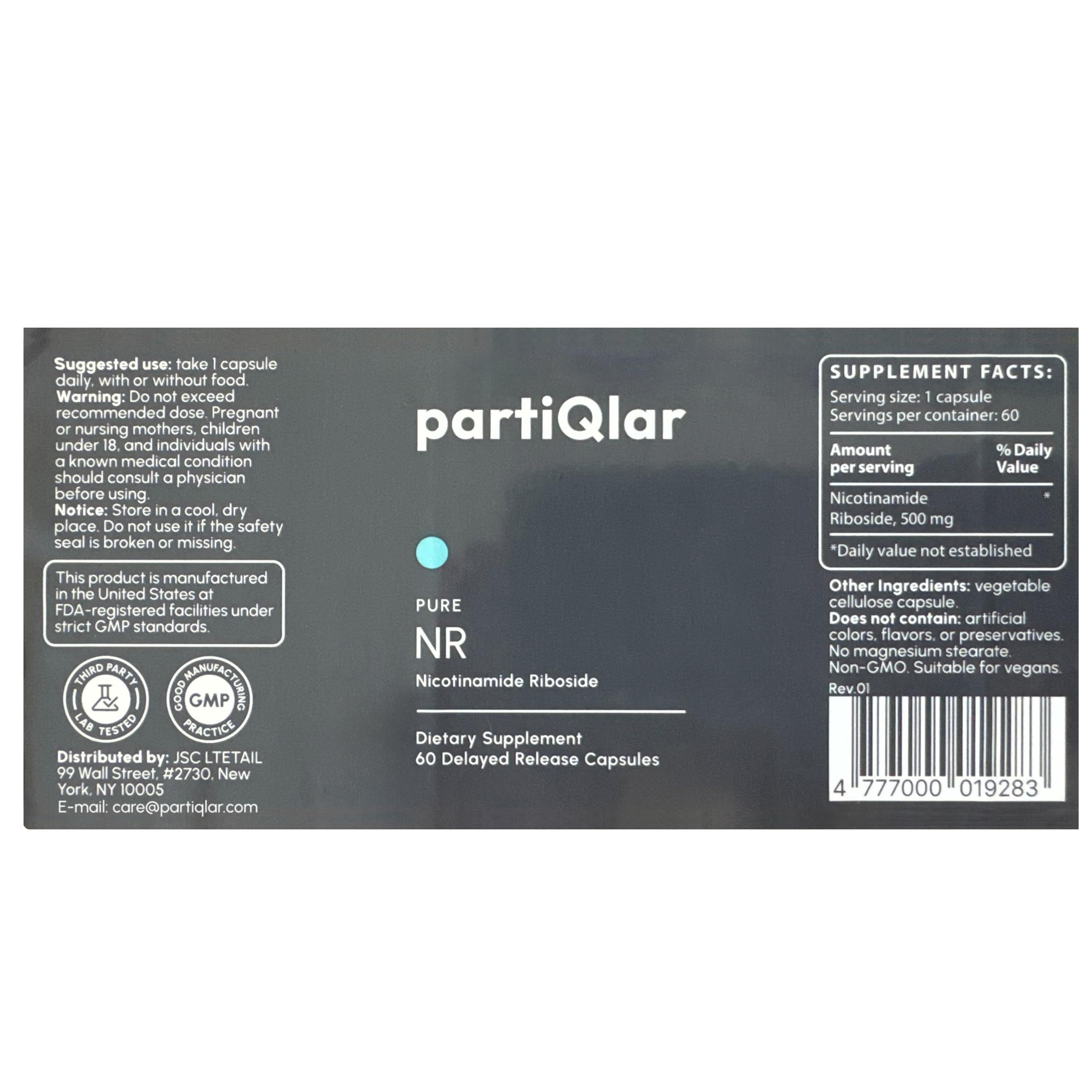 Nicotinamide Riboside (NR) 500mg – NR Supplement for Cellular Health, Anti-Aging, Energy & Metabolism Support – 2-Month Supply (60 Capsules)