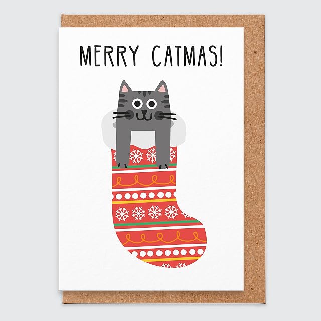 Cat Christmas Card - Funny Merry Catmas - Merry Christmas Card - Cat Card - Christmas Card Funny - Cat Gifts - For Daughter - For Her - Girlfriend - Wife - Christmas Card For Cat Lovers