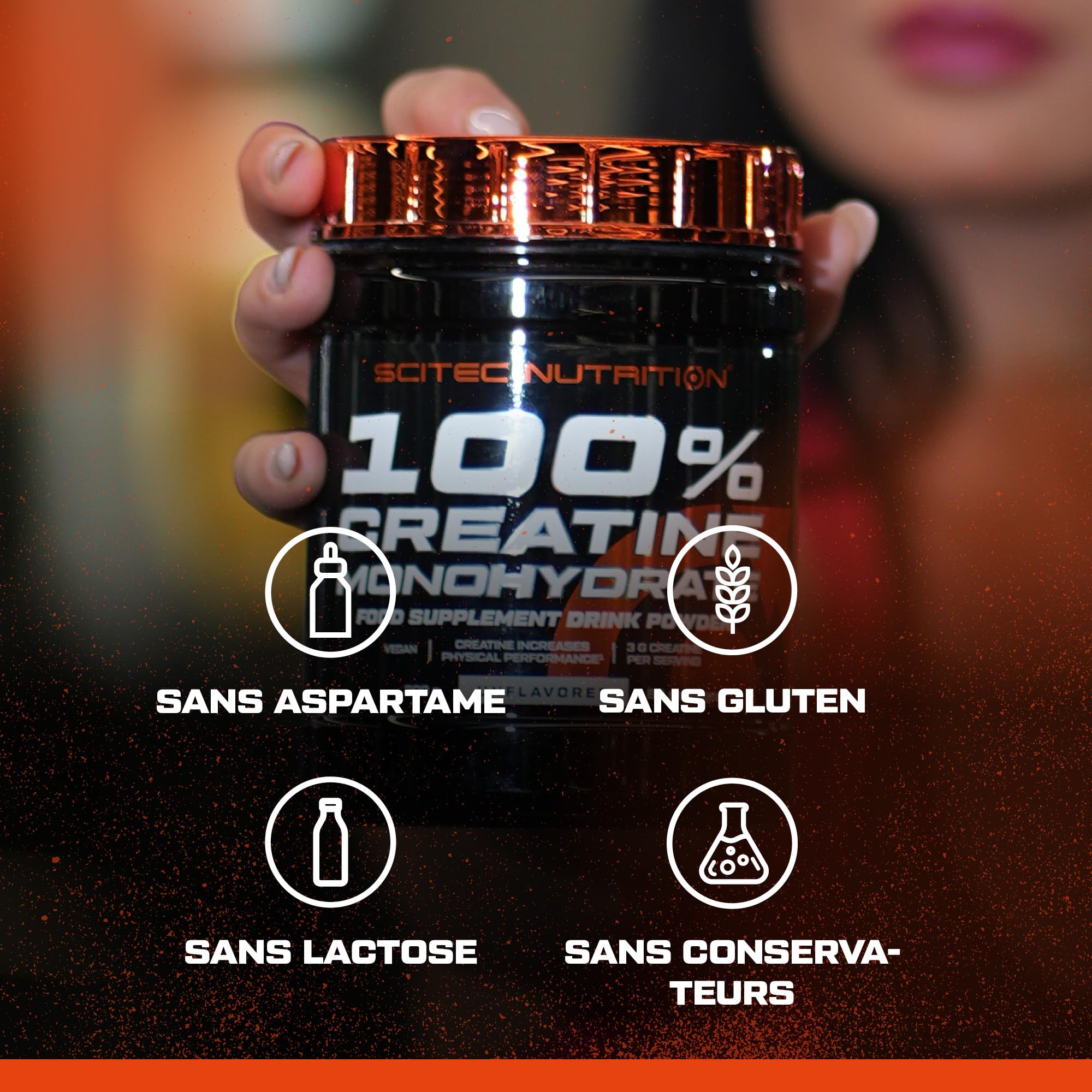 Scitec Nutrition 100% Creatine Monohydrate - Poudre de créatine pure | Créatine pour les performances lors d'efforts courts, intenses, répétés - 3 g par jour - Sans additifs - 500g, non aromatisé