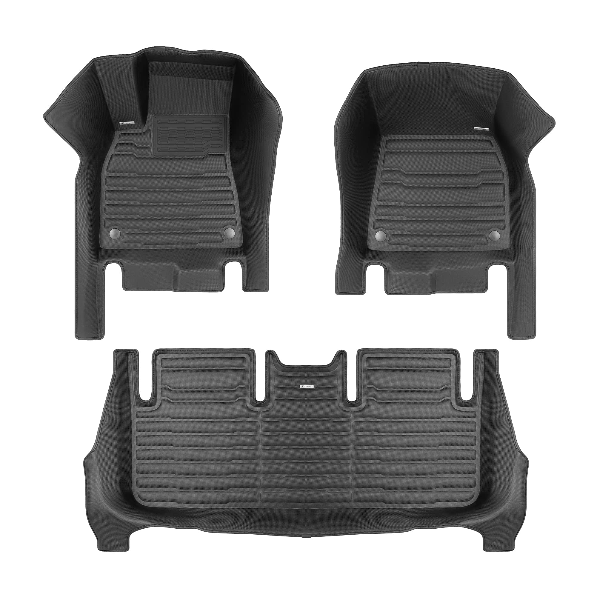 TuxMat - for Tesla Model S 2021-2026 Models - Custom Car Mats - Maximum Coverage, All Weather, Laser Measured - This Full Set Includes 1st and 2nd Rows