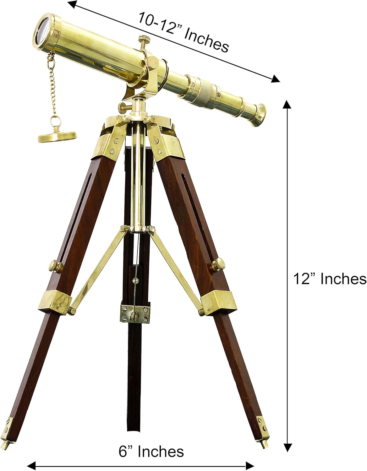 Shiny Brass Wooden Stand Tabletop Wooden Telescope Home Decor Antique Handmade Tripod Telescope Desktop Decorative