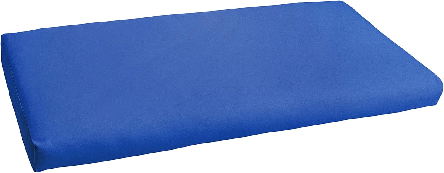 Sorra Home Sunbrella Bristol Bench Cushion with Round Front - Fade & Water Resistant, Outdoor & Indoor Long Patio Cushion with Plush Foam & Seat Ties - Canvas True Blue (45" x 18" x 2")