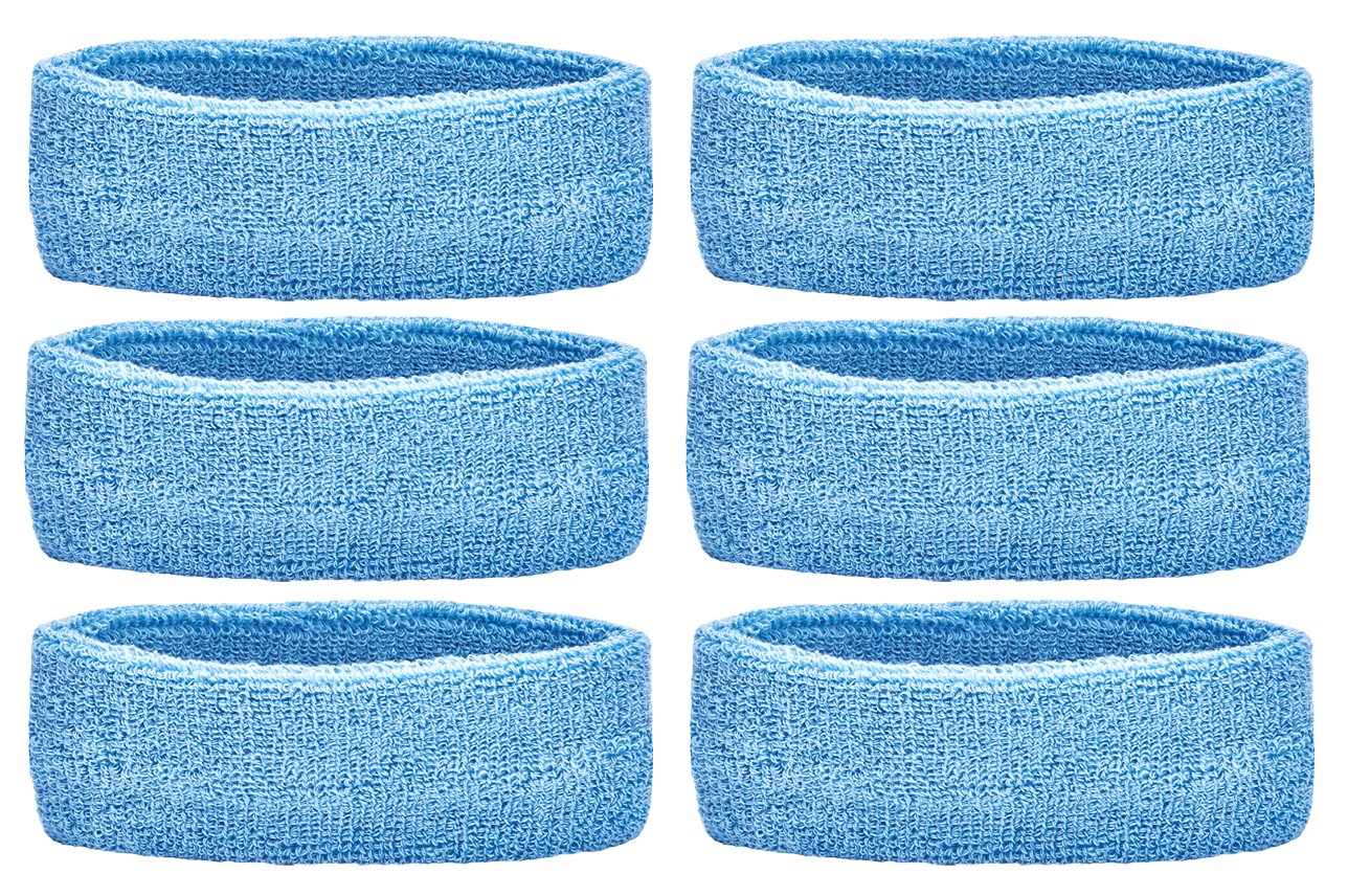 Unique Sports Headbands Team (6 Pack), Light Blue, One Size