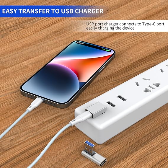 2-Pack 90 Degree USB A Male to USB C Female Adapter