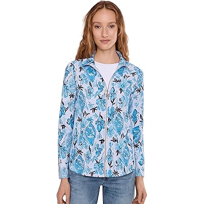 Lilly Pulitzer Leona Upf 50 Zip-Up resort white seashell splendor seashell splendor