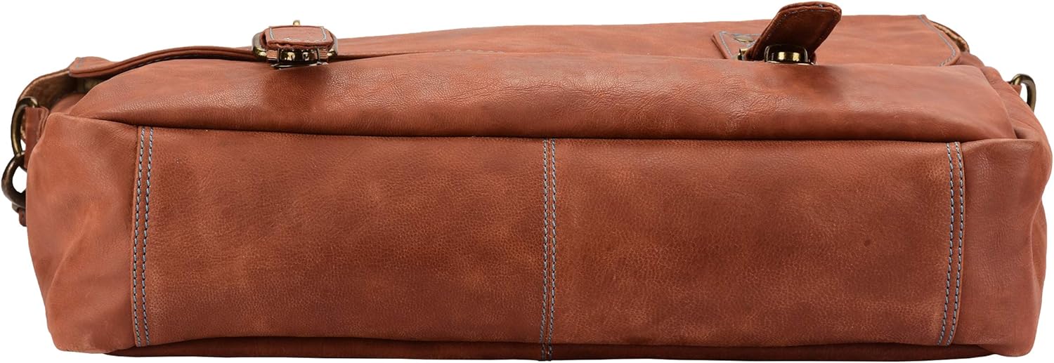 Mens Messenger Bag | Genuine Leather Laptop Briefcase Bags for Men - Handmade Full Grain Satchel Side Shoulder Cross Body Bag (Brown)