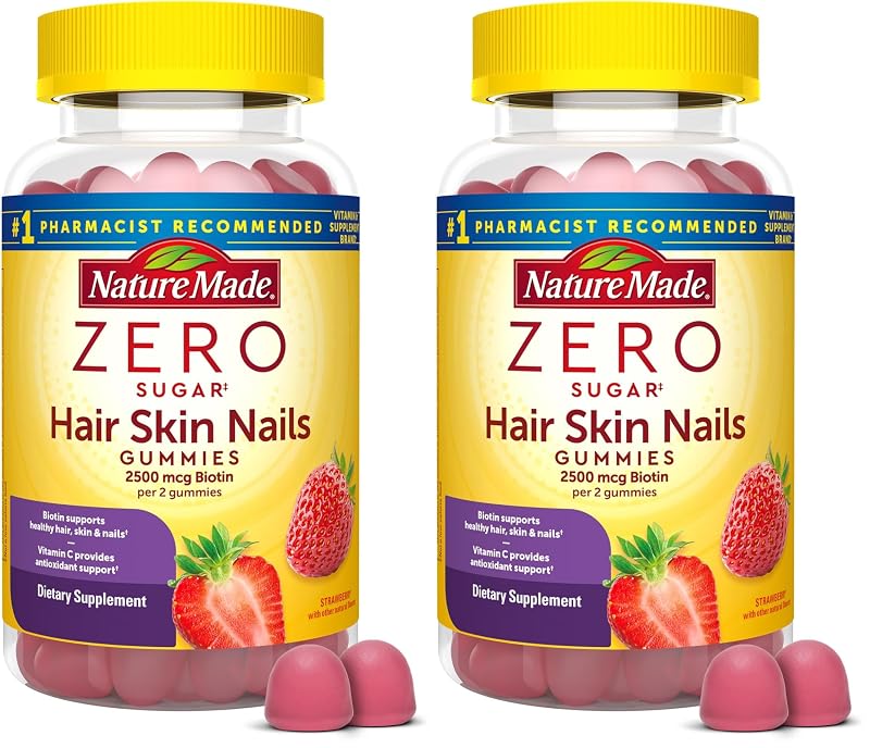 Nature Made Suplemento para cabelos, pele e unhas com biotina 2500 mcg por porção, 240 gomas