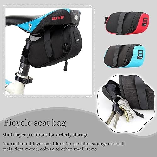 Miniatura 2 de Paquete de 2 bolsas de asiento de bicicleta, bolsa de ciclismo, bolsa de sillín de bicicleta, bolsa de sillín con correa de bicicleta con tamaño