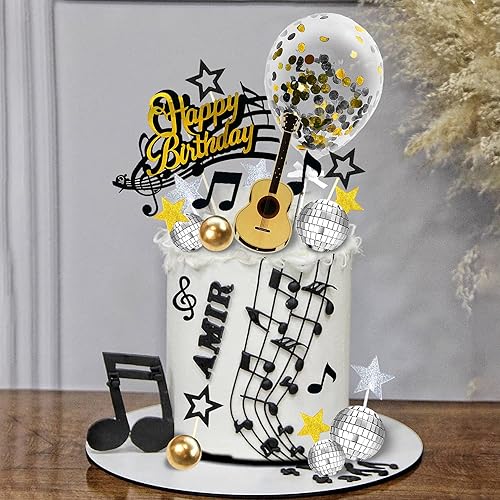 Miniatura 3 de 31 adornos para tartas de guitarra, notas musicales, bolas, decoraciones de pasteles para músicos, fiestas de cumpleaños, fiestas temáticas de rock