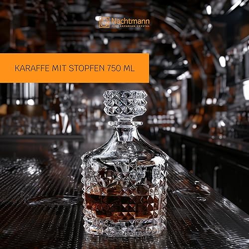 Miniatura 2 de Nachtmann Punk Collection Decantador  25.4 fl oz de cristal sin plomo con diseño de espiga y espiga, hecho a máquina decorativo para bar para