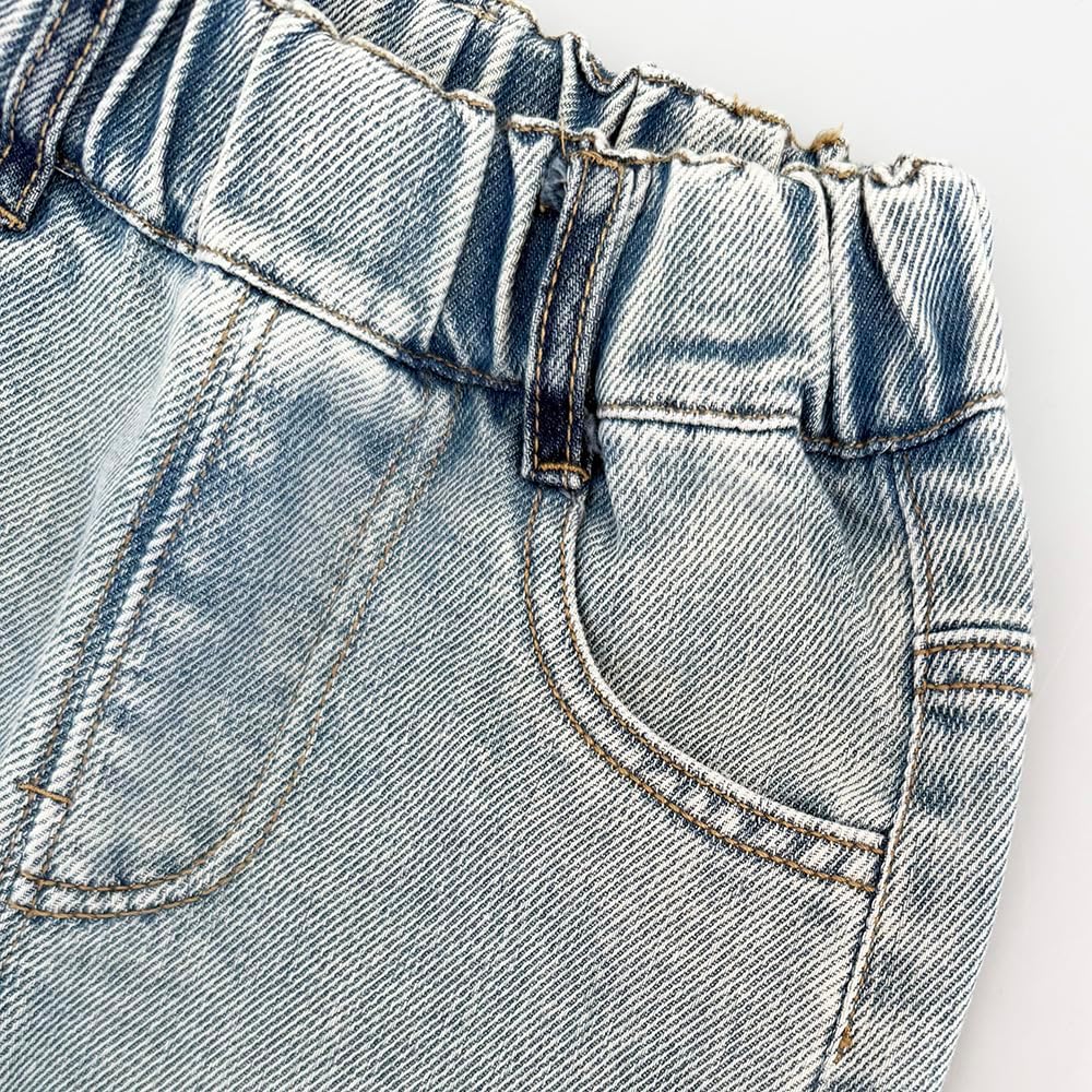 Peacolate 2-10Years Little Big Girls Spring Autumn Embroidered Jeans Trousers Pants for Kid