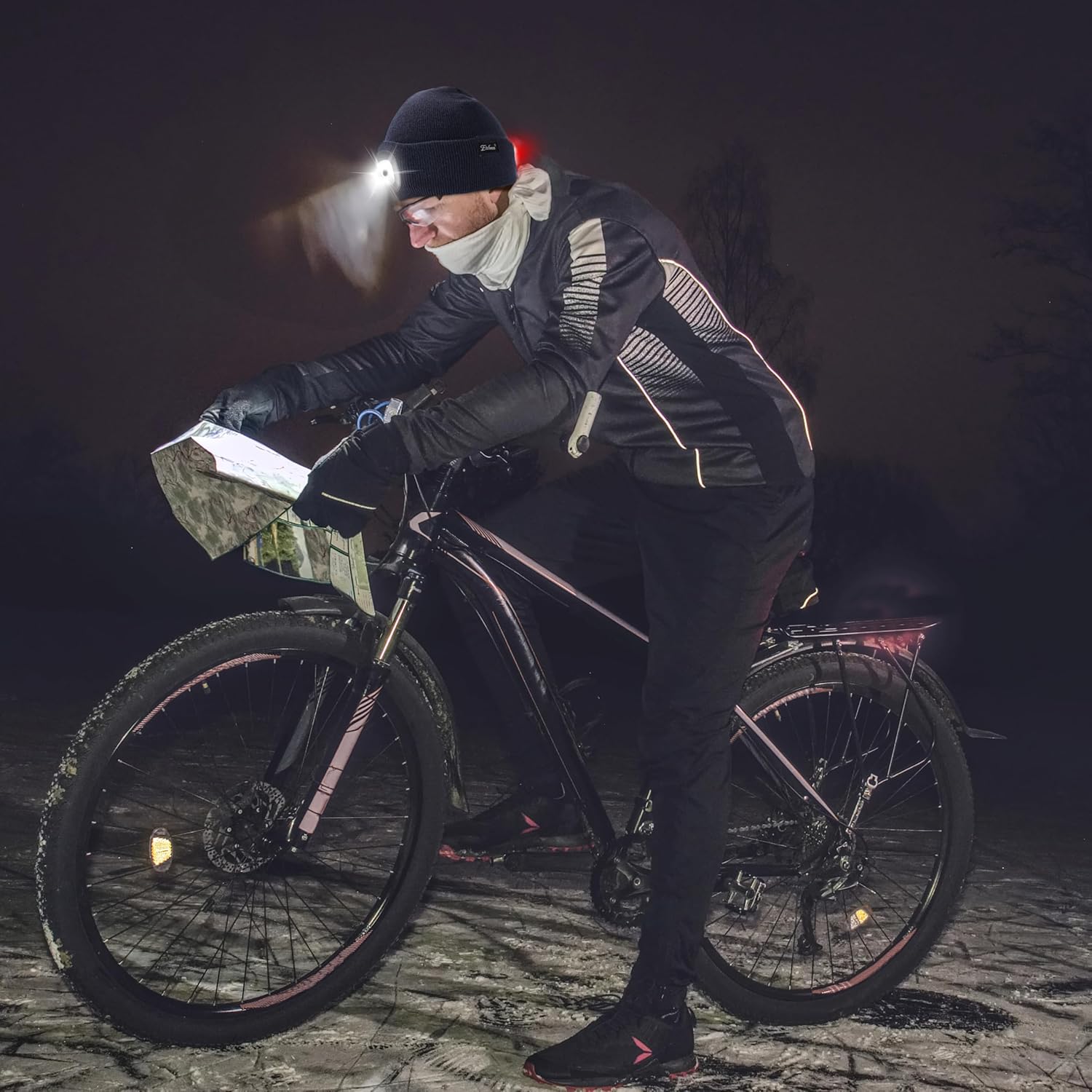 Etsfmoa Unisex Hat with Light,Front White Light and Rear red Light Dual LED Cap,Gifts for Men Dad Rechargeable Beanie - Image 7